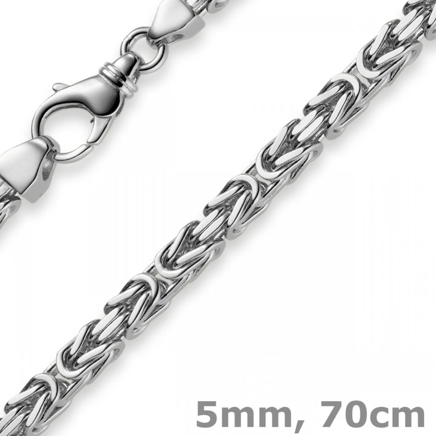 5mm Königskette Kette Halskette aus 585 Gold Weißgold, 70cm, Herren