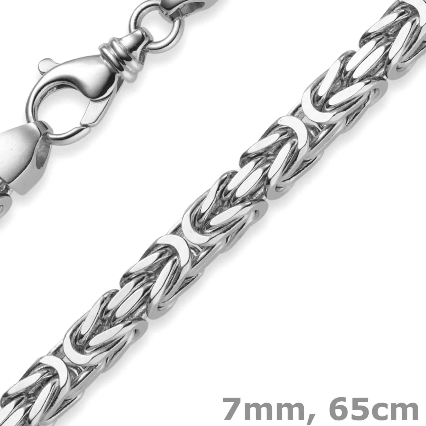 7mm Königskette Kette Halskette aus 750 Gold Weißgold 65cm Herren