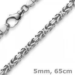 5mm Königskette Kette Halskette aus 750 Gold Weißgold, 65cm, Herren