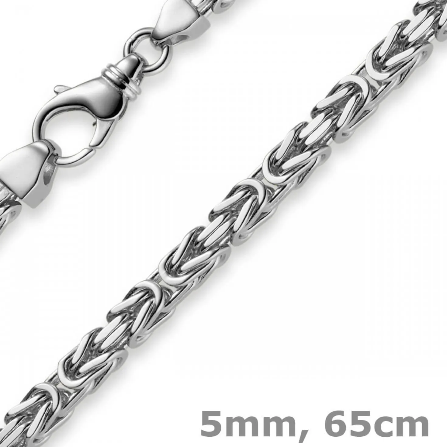 5mm Königskette Kette Halskette aus 750 Gold Weißgold, 65cm, Herren