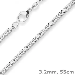 3,2mm Königskette Silberkette Collier Halskette aus 925 Silber 55cm