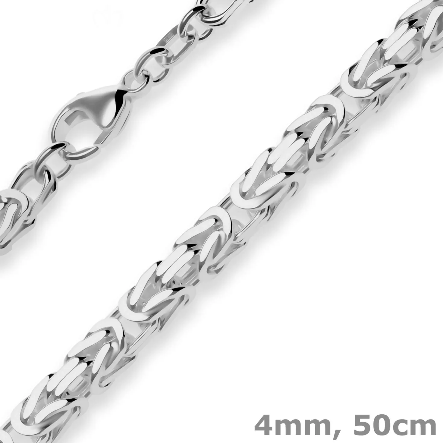 4mm Königskette Silberkette Collier Halskette aus 925 Silber rhodiniert 50cm