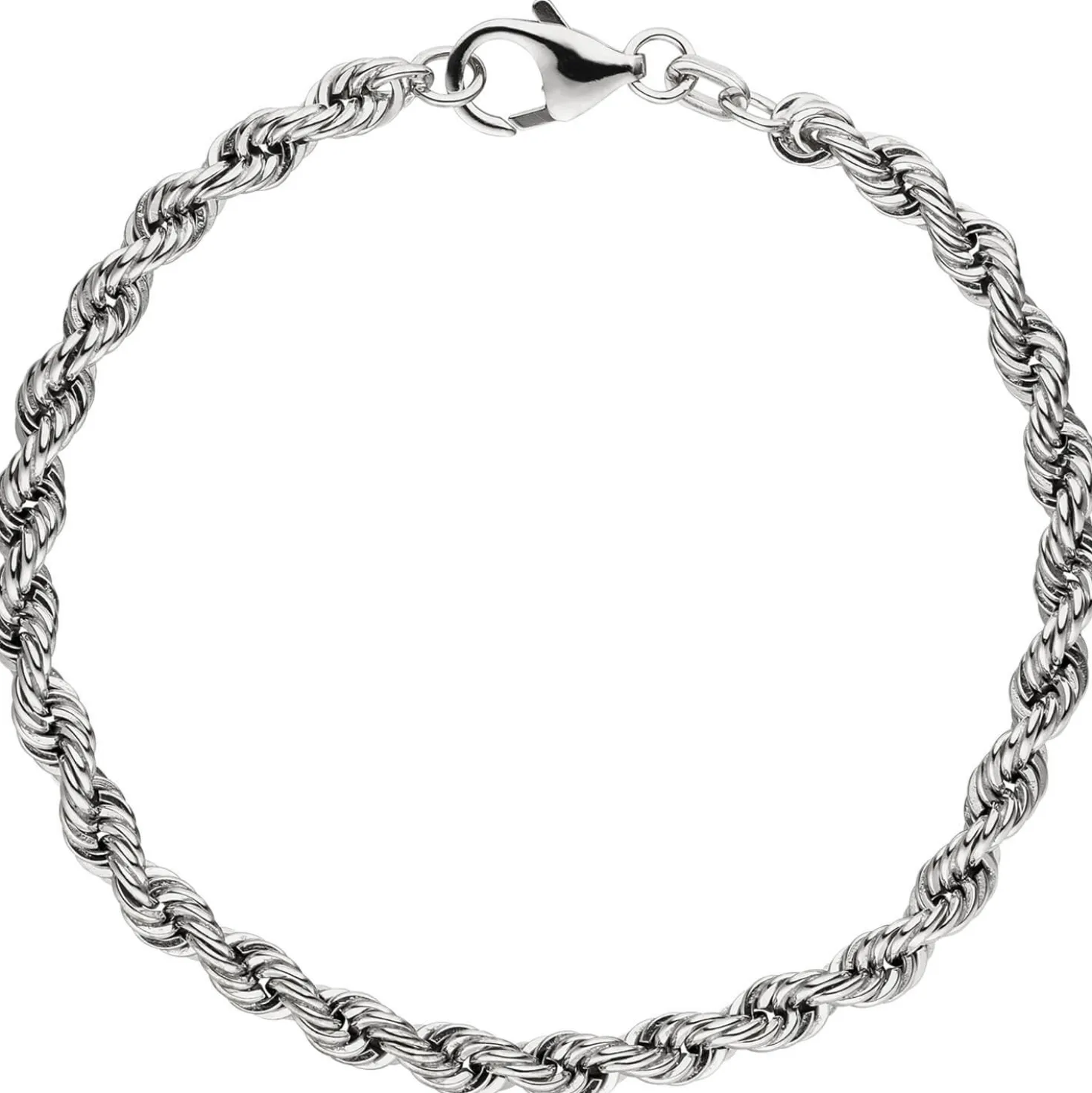 4,3mm Kordel-Armband Armkette Armschmuck aus 925 Silber rhodiniert 21cm