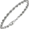 4,3mm Kordel-Armband Armkette Armschmuck aus 925 Silber rhodiniert 19cm