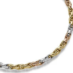 7mm Kordel-Kette Collier aus 585 Gold gelb/weiß/rot tricolor 45cm Halsschmuck