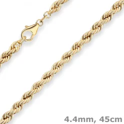 4,4mm Kordelkette Goldkette Collier Halskette aus 585 Gold Gelbgold 45cm