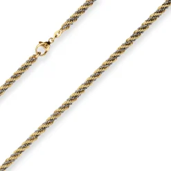 4,4mm Kordelkette Goldkette Collier Halskette aus 585 Gold gelb/weiß 45cm