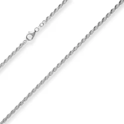 3,1mm Kordelkette massiv Kette Collier Halskette aus 925 Silber rhodiniert 60cm