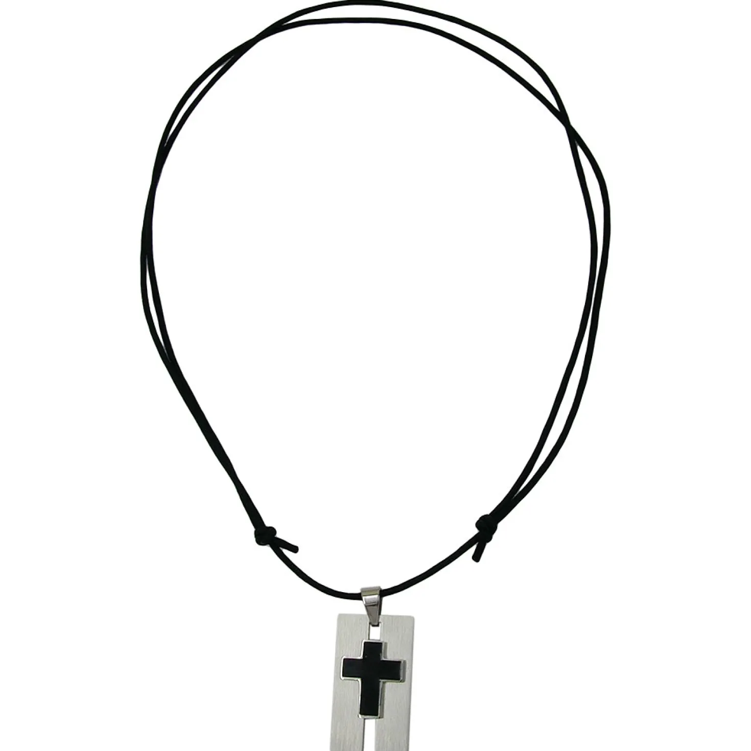 1mm Kordelkette mit schwarzem Kreuz aus Edelstahl Halsschmuck für Herren 70-90cm