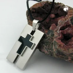 1mm Kordelkette mit schwarzem Kreuz aus Edelstahl Halsschmuck für Herren 70-90cm