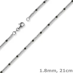 1,8mm Kugel-Armband Armkette aus 750 Gold Weißgold teil-schwarz-rhodiniert 21cm