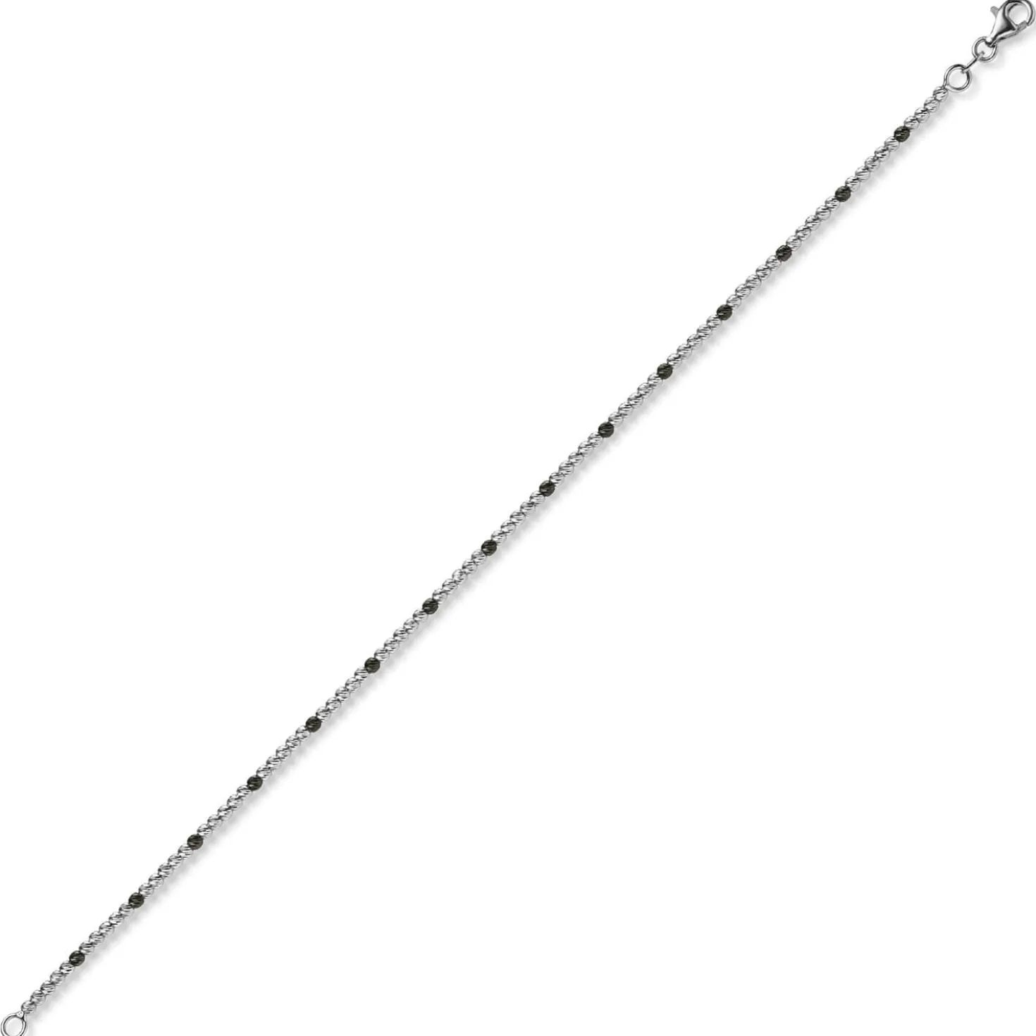 1,8mm Kugel-Armband Armkette aus 750 Gold Weißgold teil-schwarz-rhodiniert 21cm