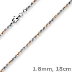 1,8mm Kugel-Armband Armkette 750 Gold Weißgold Rotgold bicolor Armschmuck, 18cm