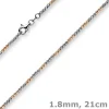 1,8mm Kugel-Armband Armkette 750 Gold Weißgold Rotgold bicolor Armschmuck, 21cm