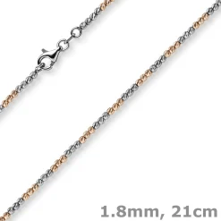 1,8mm Kugel-Armband Armkette 750 Gold Weißgold Rotgold bicolor Armschmuck, 21cm