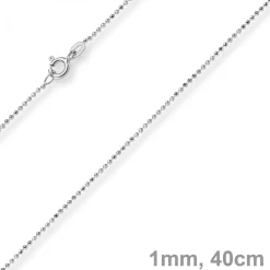 1mm Kugelkette diamantiert Kette Goldkette Halskette aus 585 Gold Weißgold, 40cm