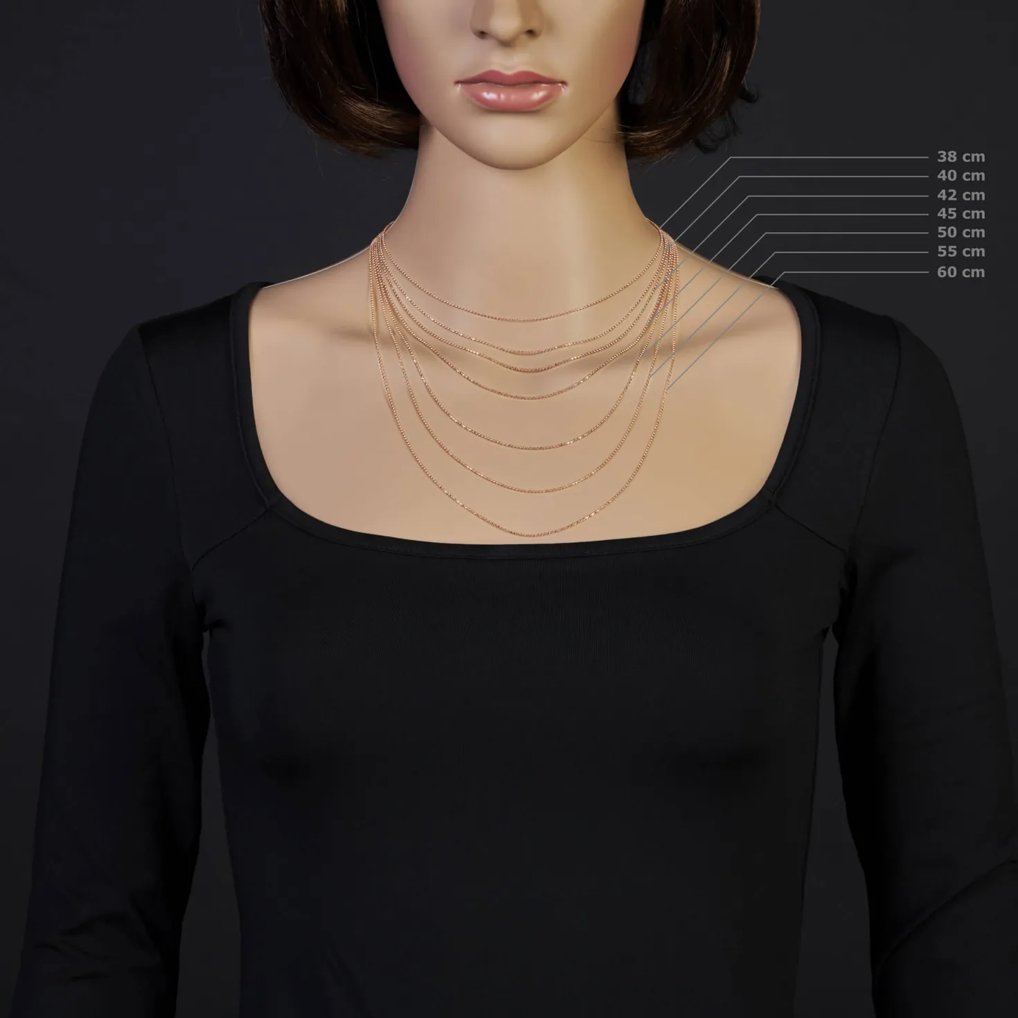 1mm Kugelkette diamantiert Kette Goldkette Halskette aus 750 Gold Rotgold, 55cm