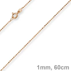 1mm Kugelkette diamantiert Kette Goldkette Halskette aus 750 Gold Rotgold, 60cm