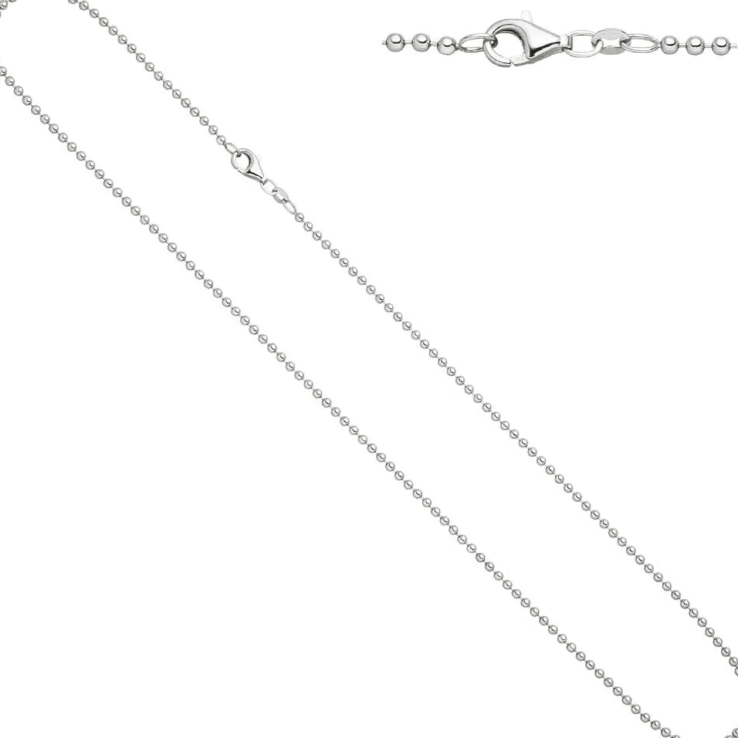 1,2mm Kugelkette diamantiert Kette Halskette Collier aus 925 Silber, 38cm