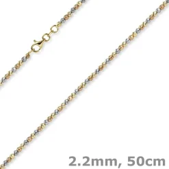 2,2mm Kugelkette Halskette aus 750 Gold gelb/rot/weiß tricolor diamantiert 50cm