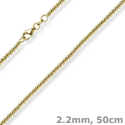 2,2mm Kugelkette Halskette Collier aus 585 Gold Gelbgold glatt poliert 50cm