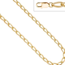 6,9mm Lang-Panzerkette Kette Halskette aus 925 Silber Gelbgold vergoldet, 45cm