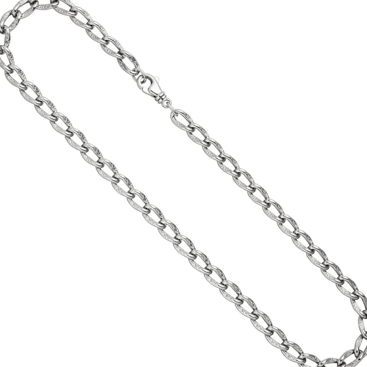 7,3mm Lang-Panzerkette Kette Halskette Silberkette Halsschmuck, 925 Silber, 45cm