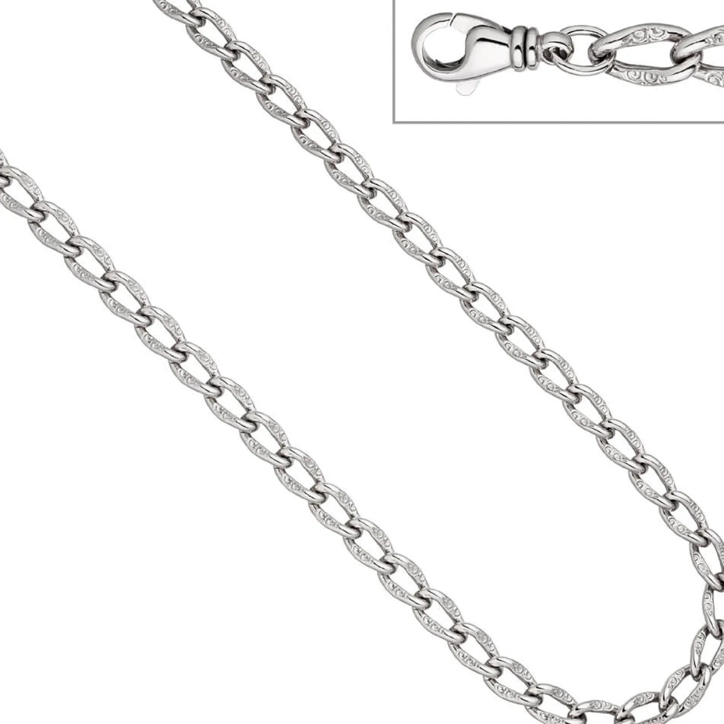 7,3mm Lang-Panzerkette Kette Halskette Silberkette Halsschmuck, 925 Silber, 45cm