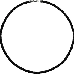 3,8mm Lederkette Kette Halskette Halsschmuck schwarz 925 Silber 45cm