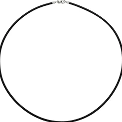 2mm Lederkette Lederband, schwarz, Karabiner 925 Silber, Unisex, 45cm