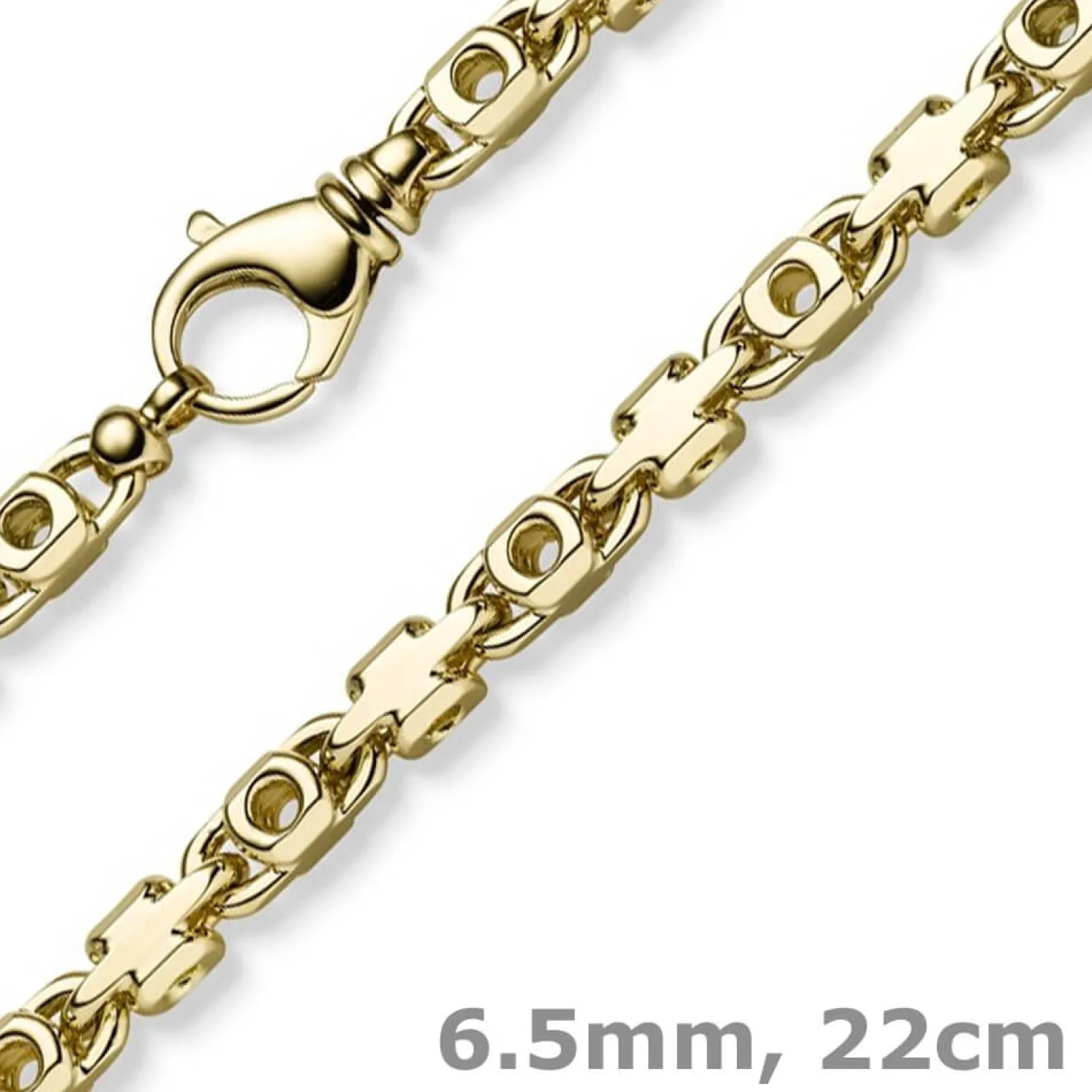 6,5mm Monte Carlo Armband Armkette aus 585 Gold Gelbgold massiv 22cm