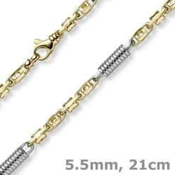 5,5mm Monte Carlo Armband 585 Gold Gelbgold Weißgold massiv bicolor 21cm Herren