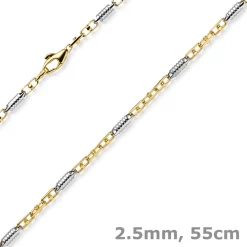 2,5mm Monte Carlo Kette Halskette aus 585 Gold Gelbgold Weißgold massiv 55cm