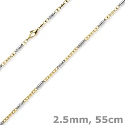 2,5mm Monte Carlo Kette Halskette aus 585 Gold Gelbgold Weißgold massiv 55cm
