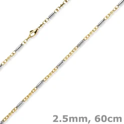 2,5mm Monte Carlo Kette Halskette aus 585 Gold Gelbgold Weißgold massiv 60cm