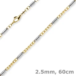 2,5mm Monte Carlo Kette Halskette aus 585 Gold Gelbgold Weißgold massiv 60cm