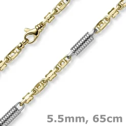5,5mm Monte Carlo Kette Halskette 585 Gold Gelbgold Weißgold massiv 65cm Herren