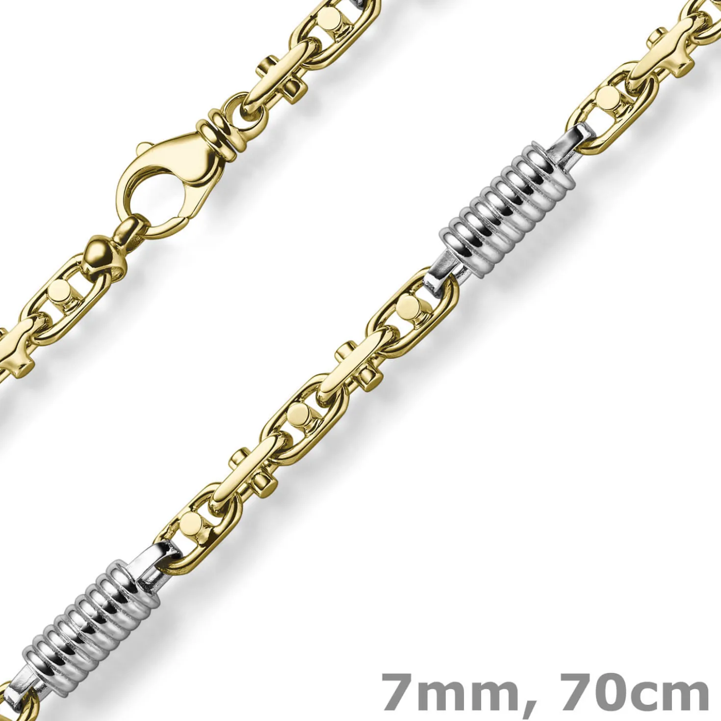 7mm Monte Carlo Kette Halskette 585 Gold Gelbgold Weißgold massiv bicolor 70cm