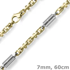 7mm Monte Carlo Kette Halskette 585 Gold Gelbgold Weißgold massiv bicolor 60cm