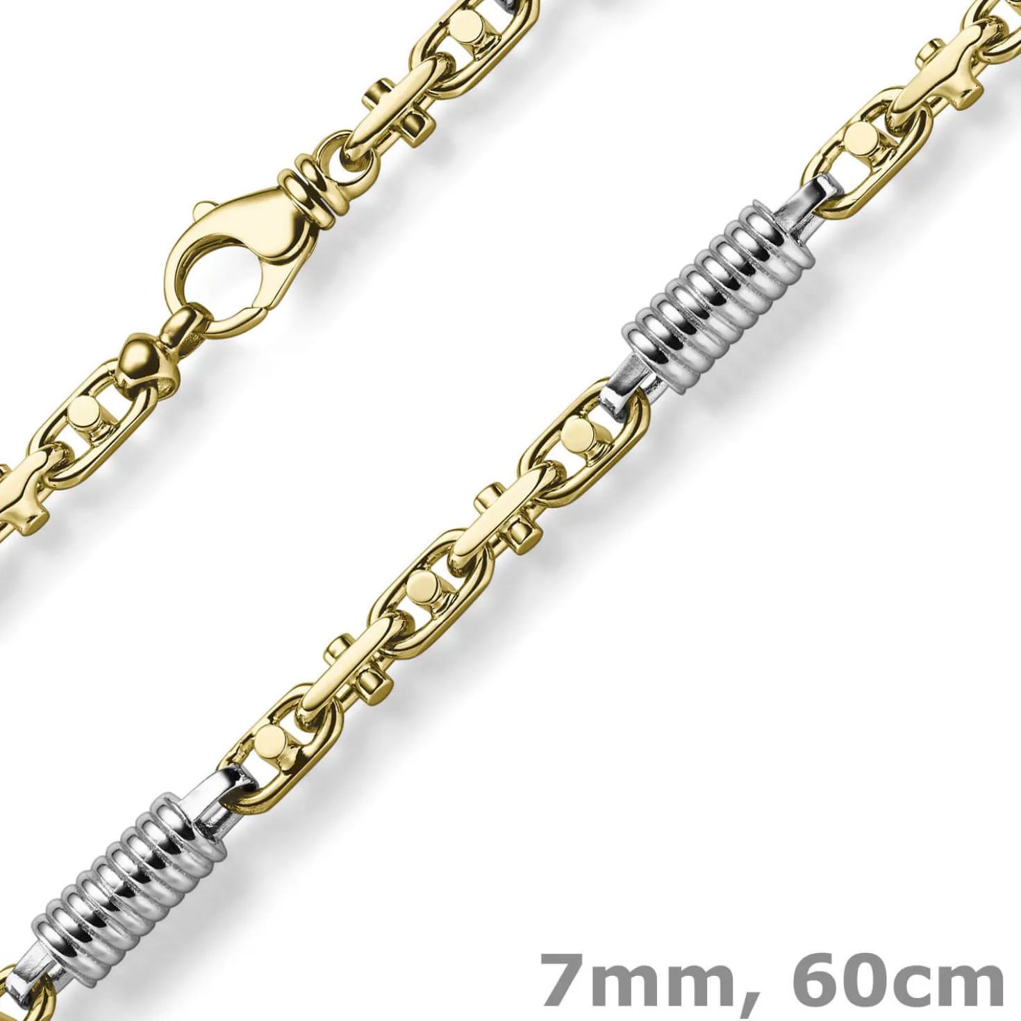 7mm Monte Carlo Kette Halskette 585 Gold Gelbgold Weißgold massiv bicolor 60cm