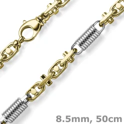 8,5mm Monte Carlo Kette Halskette 585 Gold Gelbgold Weißgold massiv bicolor 50cm