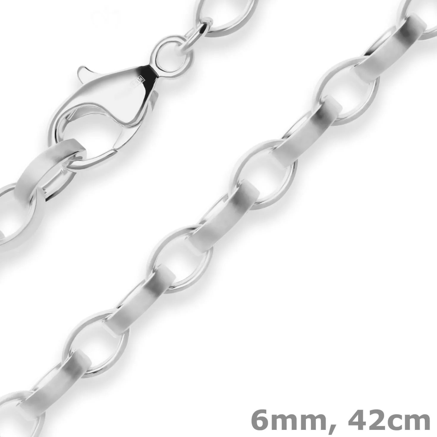 6mm Nautica-Kette Silberkette Collier Halskette aus 925 Silber matt 42cm