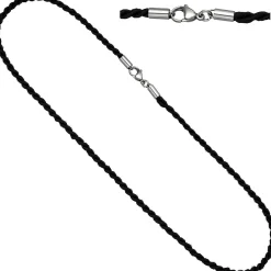 2,9mm Nylonkordel schwarze Kette aus Edelstahl Halsschmuck, 70cm