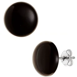 12mm Ohrstecker Ohrringe Ohrschmuck, 925 Silber, Onyx schwarz, rund Damen