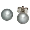 6-6,5mm Ohrstecker Perlenohrstecker mit Süßwasser Perlen, grau, 925 Silber