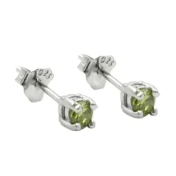 3mm Ohrstecker Stecker Glas oliv, 925 Echt Silber, Ohrschmuck, Damen