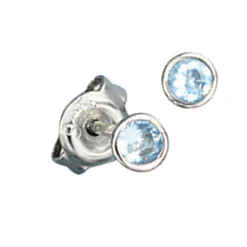 4mm Ohrstecker Stecker Ohrschmuck, Kristall aqua blau rund, 925 Silber