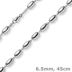 6,5mm Oliven-Kette Halskette Collier aus 585 Gold Weißgold glänzend 45cm