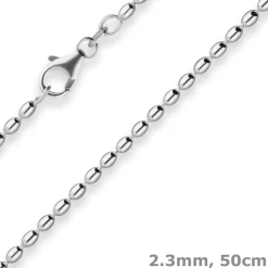 2,3mm Oliven-Kette Silberkette Collier Halskette aus 925 Silber 50cm