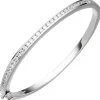3,8mm Ovaler Armreif Armband Armschmuck mit weißen Zirkonia 925 Silber glänzend